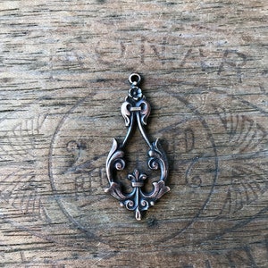 Vintage French Brass Stamping/Antique Style/Art Nouveau/Earring Pendant/Ornate/Classical/French Findings/H18