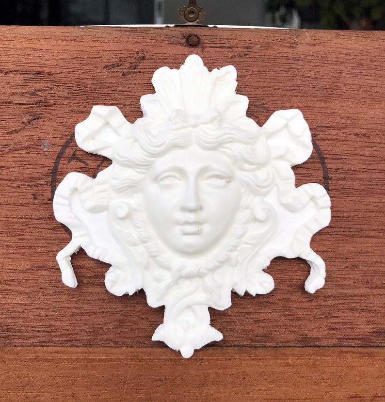 Handmade Resin Ornament Fauxnament Craft Supply Art Element Neoclassical Face Louis XIV Versailles Royalty Ornament Wall Decor image 5