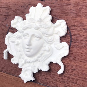 Handmade Resin Ornament Fauxnament Craft Supply Art Element Neoclassical Face Louis XIV Versailles Royalty Ornament Wall Decor image 3