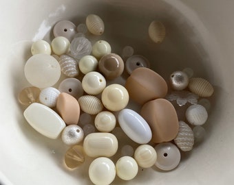 DESTASH LOT of Vintage and New Lucite and Plastic Beads - Whites Creams
