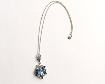 Colorful Beautiful Blue Swiss and London Natural Blue Topaz Sterling Silver Pendant