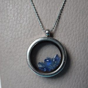 30mm Round Floating Charms Glass Locket Pendant Necklace Sterling Silver