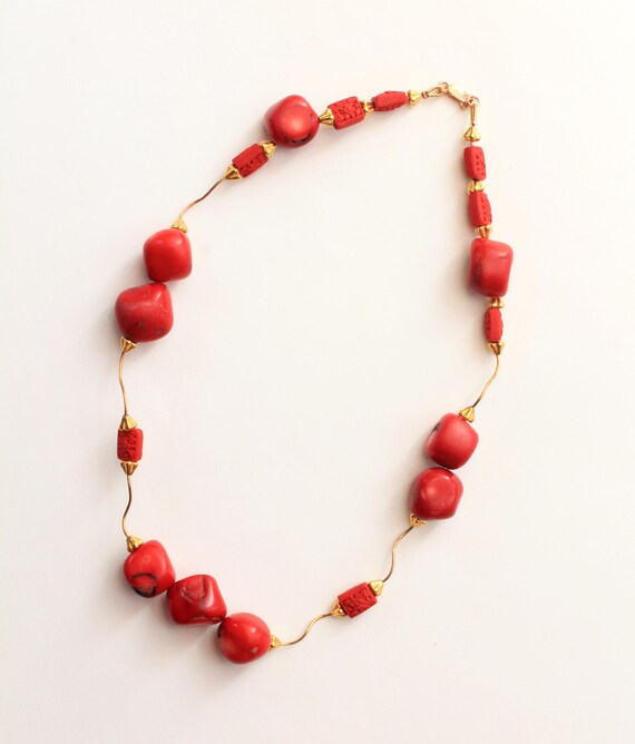 Collier En Corail Naturel Orange (115 Carats) Sur Chaîne Argent 925 - 45 Cm - Neuf Avec étiquettes, Fabriqué En France