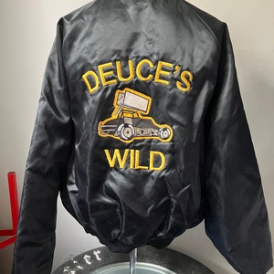 Vintage Deuce’s Wild Sprint Car Satin Jacket L 80’s