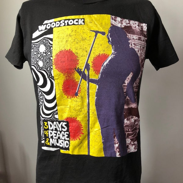 Vintage Woodstock 3 Days Peace Love Music T-Shirt S 80’s