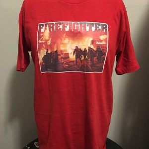 Vintage Firefighter Action Shot T-Shirt L 70's Holoubek