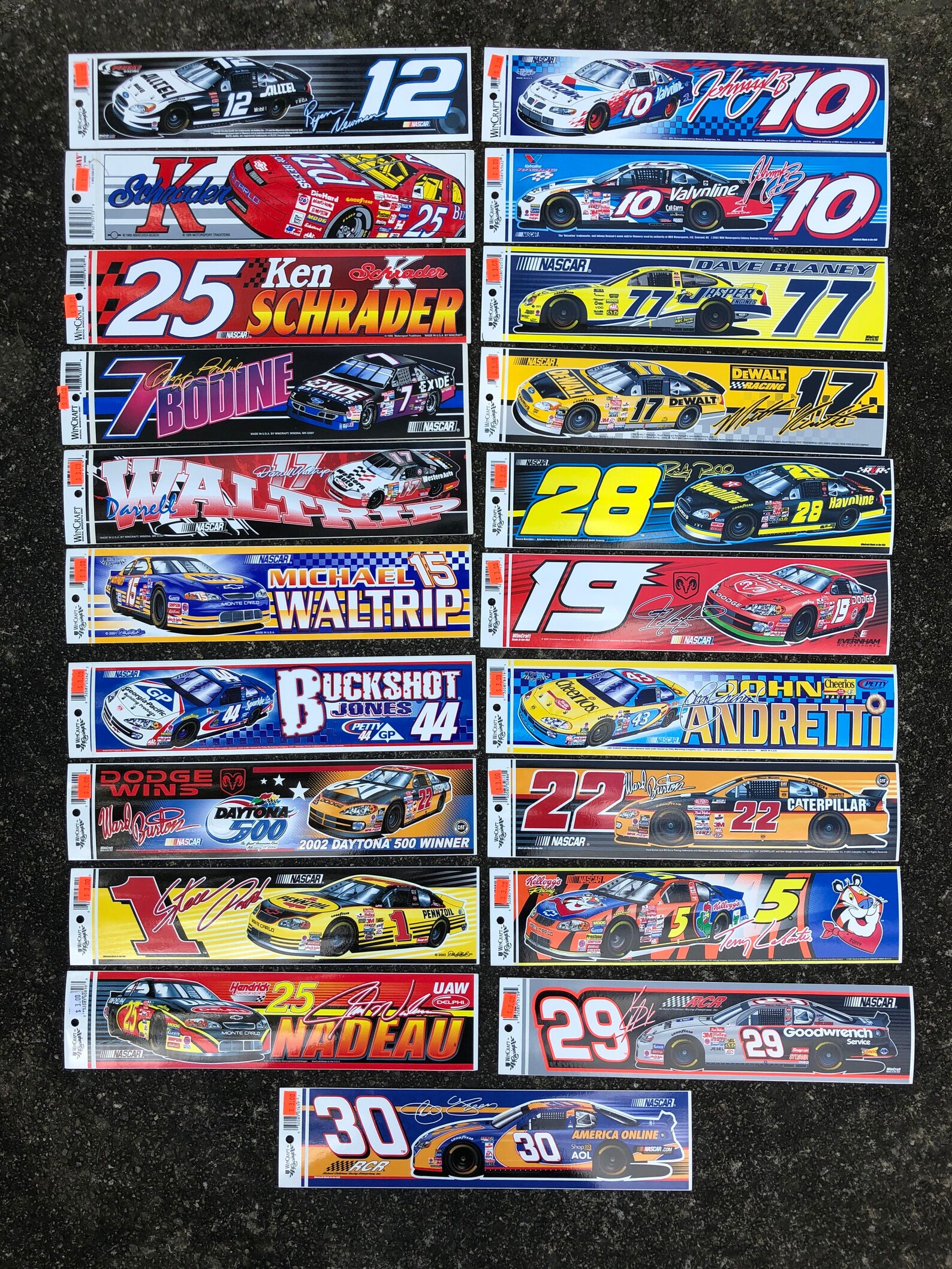 Vintage NASCAR Driver Bumper Stickers 90s 2000s Etsy