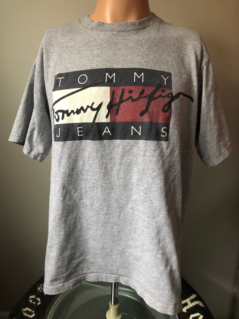 Vintage Tommy Jeans Classic Flag Logo T-Shirt M 90s image 1