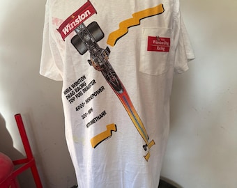 Deadstock Winston Drag Racing Pocket T-Shirt XL 90’s