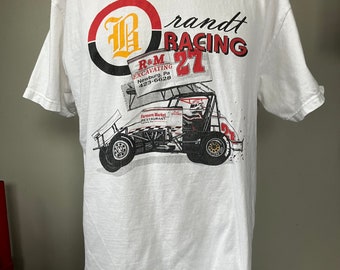 Camiseta vintage de Brandt Racing PA Sprint Car, talla L, años 90