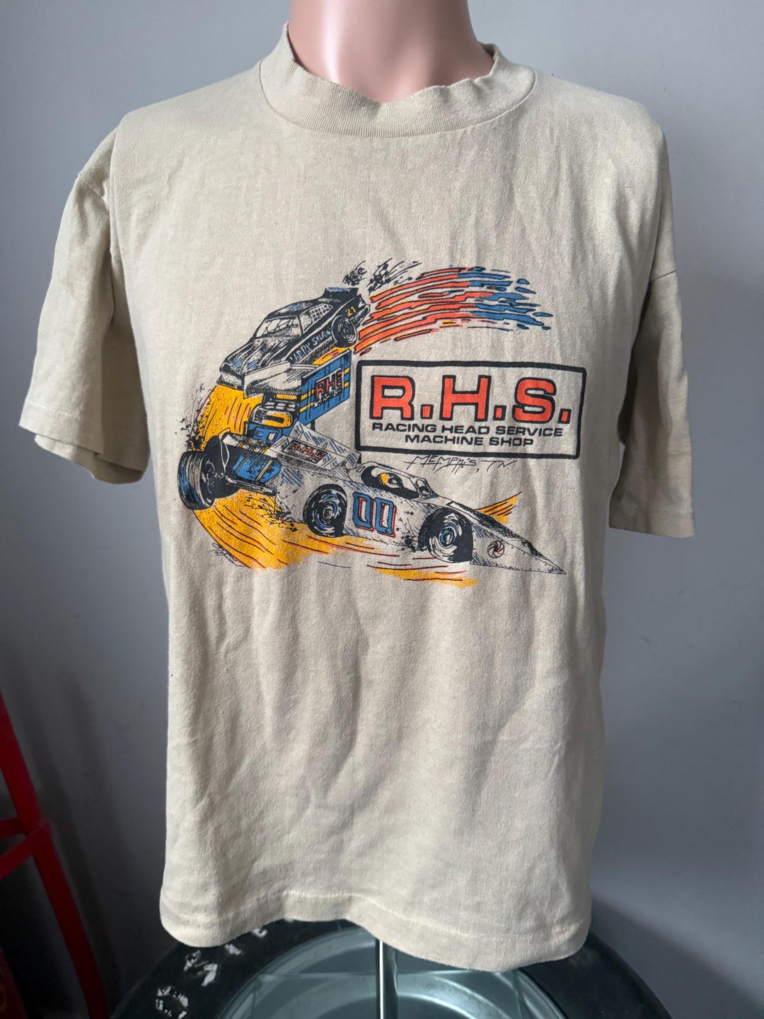 Vintage Racing Head Services Machine Shop Dirt Racing Tshirt XL 80’s