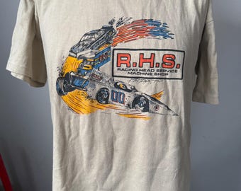 Camiseta vintage de los años 80 de Vintage Racing Head Services Machine Shop Dirt Racing T-Shirt XL