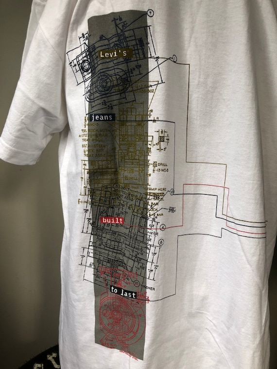 Vintage Levis Silvertab Blueprint T-Shirt M 90’s - image 3