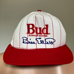Bill Elliott Budweiser Racing Striped Snapback Hat 90’s