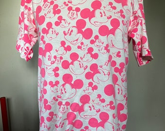 Disney Mickey Mouse Neon All Over Print T-Shirt L 90&#39;s