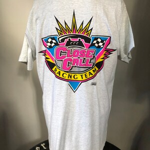 Deadstock Close Call Racing Team T-shirt dédicacé L 90's