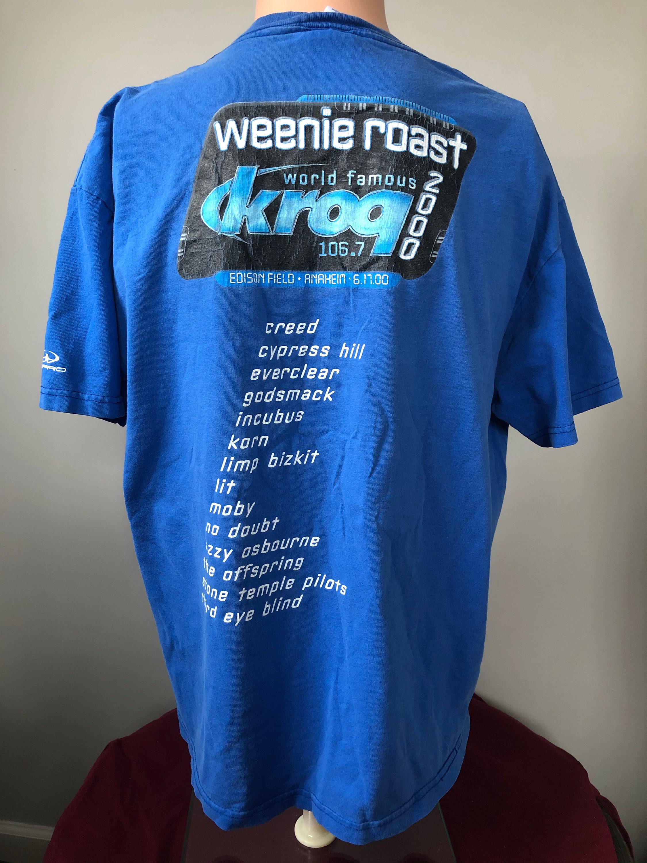 KROQ Weenie Roast T Shirt Mens L Blue Y2k 2005 Graphic Tee