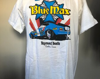 Deadstock Raymond Beadle Blue Max Funny Car T-Shirt L 70’s