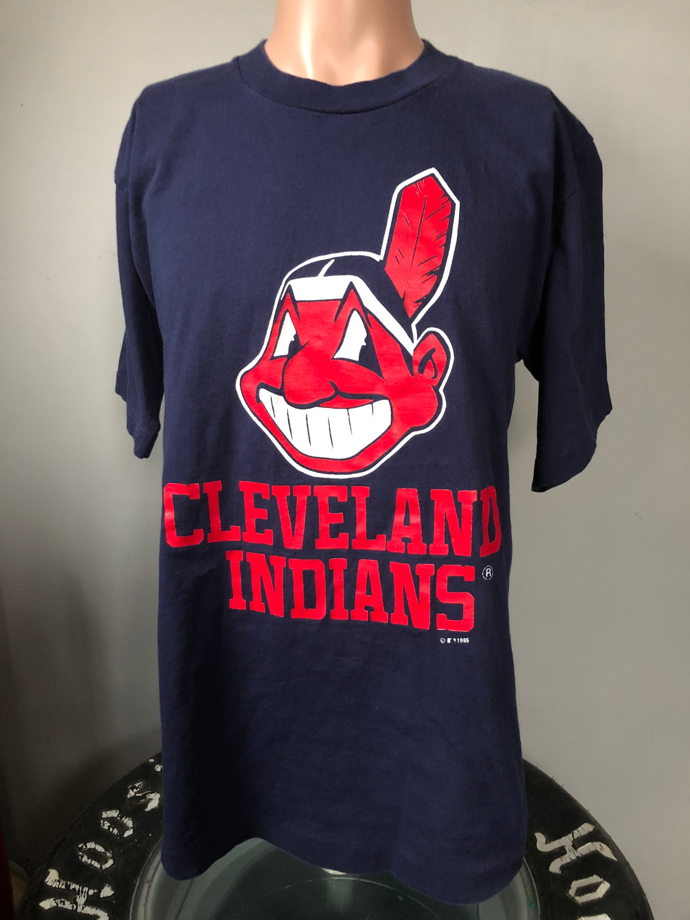 Cleveland Indians Logo Spellout T-shirt L 90s Logo 7 