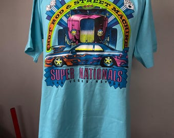 Vintage Las Vegas Hot Rod & Street Machine Super Nationals T-Shirt L 90’s