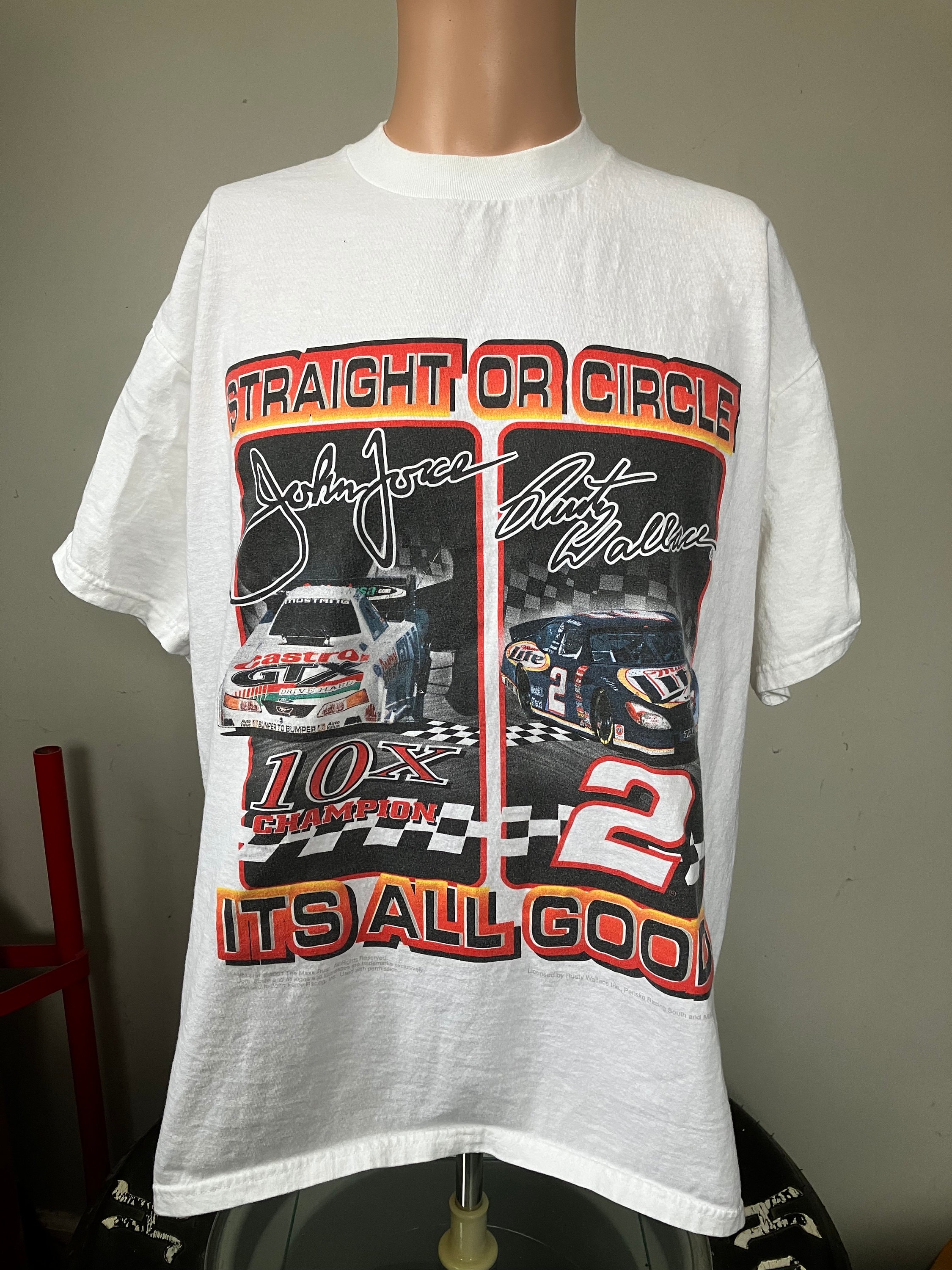 Vintage John Force/Rusty Wallace All Pro Bumper To Bumper T-Shirt L 2000s