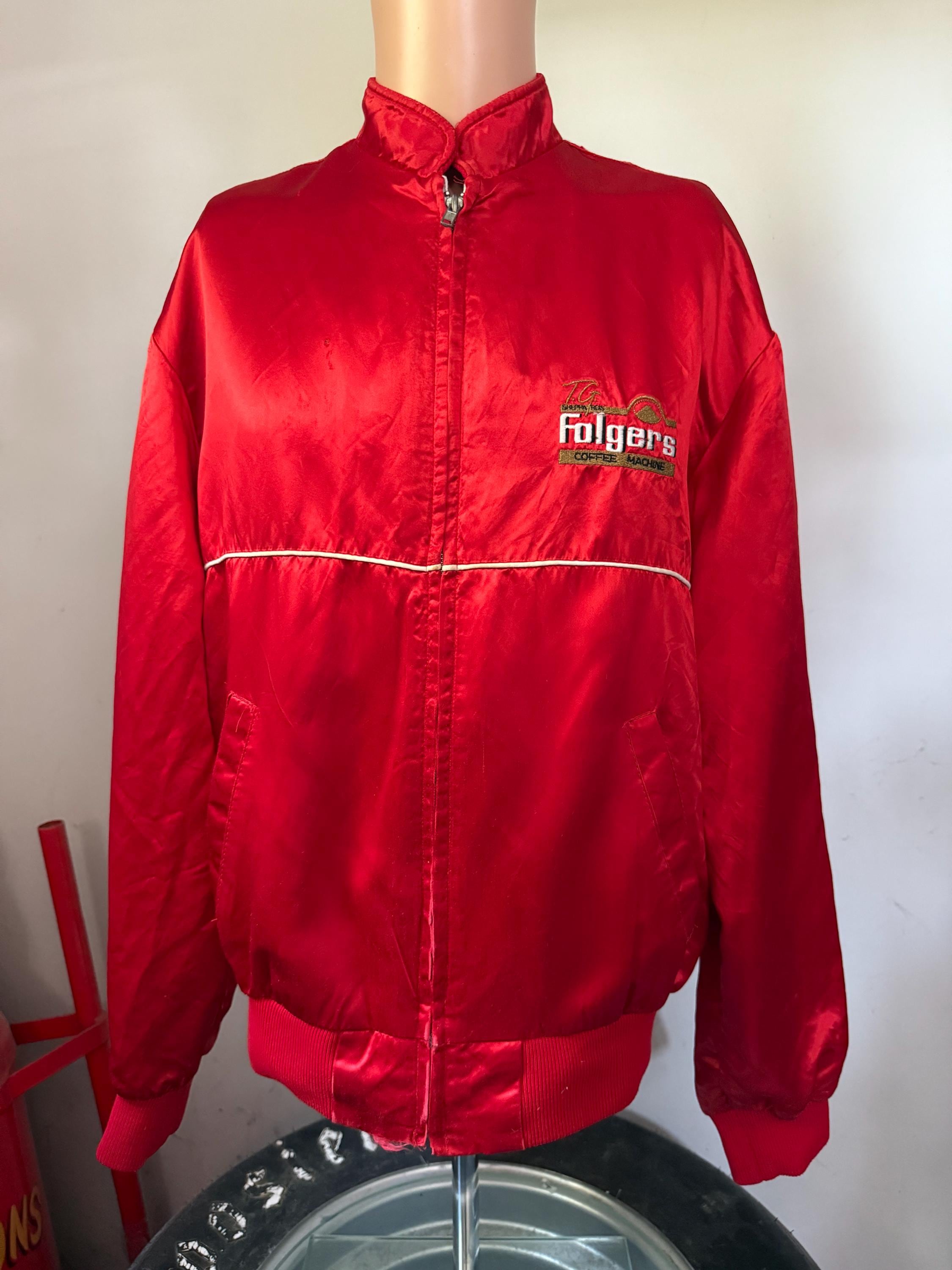 Vintage Folgers Racing Satin Jacket L 80's - Etsy Finland
