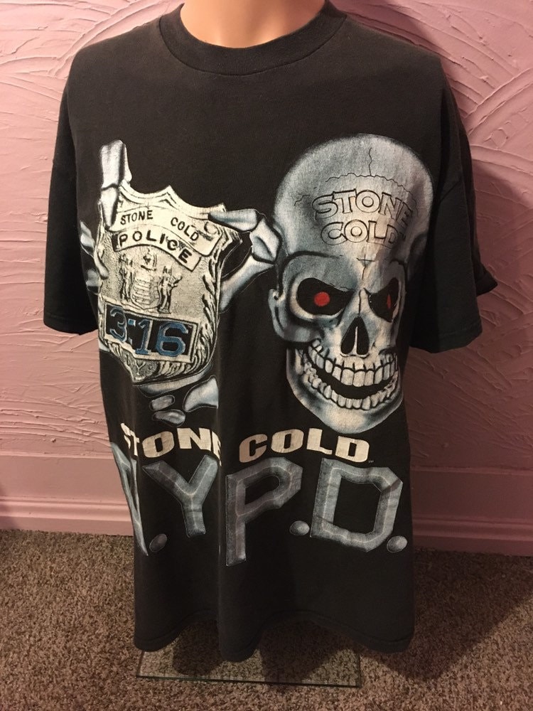 Vintage Stone Cold Steve Austin 3:16 NYPD T-shirt | Depop