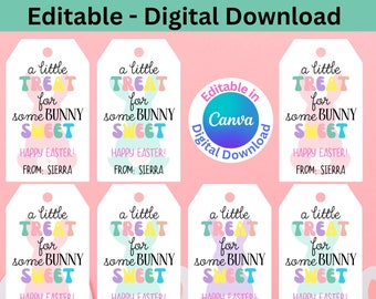 Easter Gift Tags // Easter Basket Tags // Editable Easter Basket Tags // Printable Easter Basket Name Tag // Instant download
