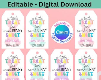 Etichette regalo di Pasqua // Etichette per cesto pasquale // Etichette modificabili per cesto pasquale // Etichetta nome cestino pasquale stampabile // Download istantaneo