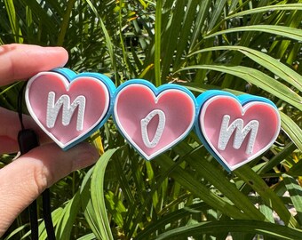 Personalized MOM Heart Clicker Fidget Keychain | 3D Printed Sensory Toy