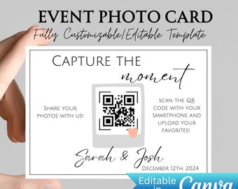 Share the Love QR Code Card, Photo Album Share QR Code, Photo Sharing App, Google Photos, Editable, Template, Modern Minimalist Wedding
