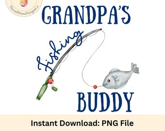 PNG del compañero de pesca del abuelo // Regalo para recién nacido // Regalo para abuelo // Día del Padre // Bebé pescando DESCARGA DIGITAL - Diseño de sublimación