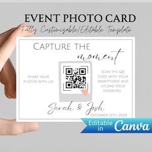 Deel de liefde QR-codekaart, fotoalbum Deel QR-code, app voor het delen van foto's, Google Foto's, bewerkbaar, sjabloon, moderne minimalistische bruiloft