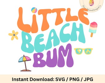 リトル ビーチ バム SVG // 昇華ワンジー デザイン // ベビーシャワー ギフト // サマー ベビー デジタル ダウンロード // jpg png