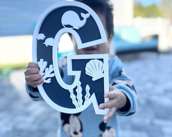 Ocean Themed Name Sign | Personalized Nursery Decor | Custom Baby Name Sign