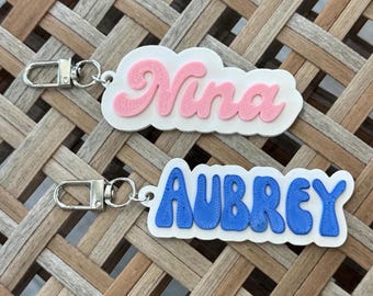 Custom 3D Printed Name Keychain | Personalized Gift | Backpack Keychain | Choose Colors & Font