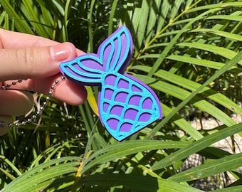 Mermaid Tail Fidget Keychain | 3D Printed Sensory Toy, Party Favor (Custom Colors)