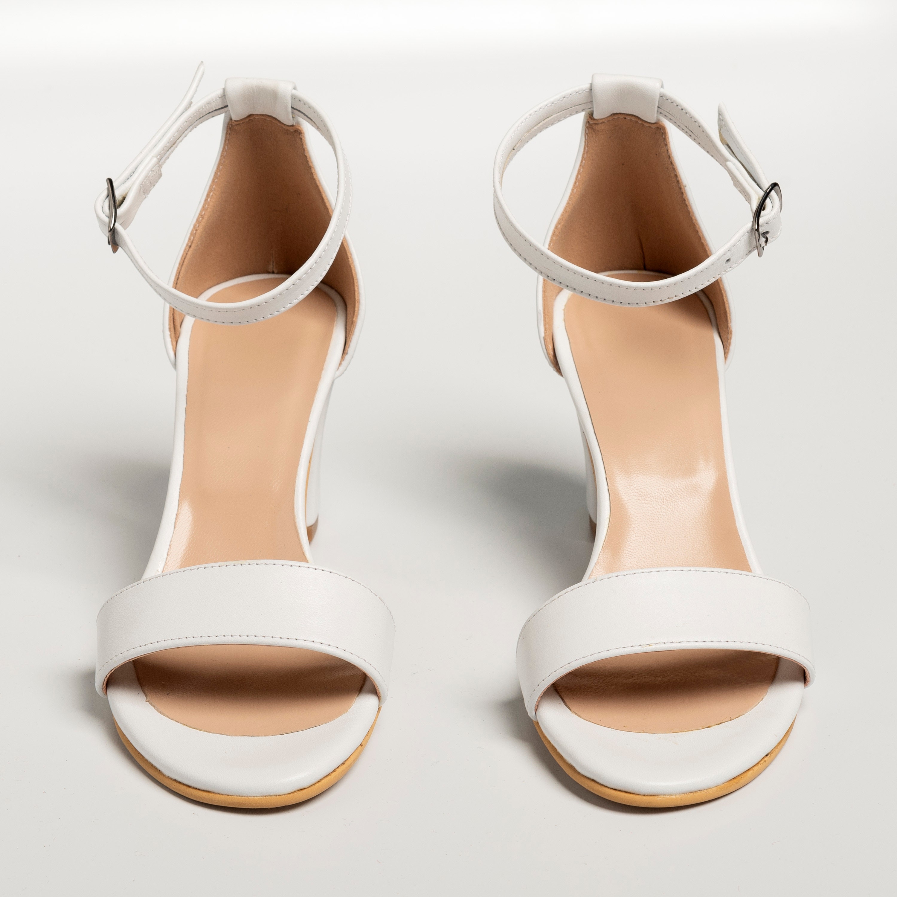 Block Heel White Leather White Low Heels Wedding Sandals Etsy Canada