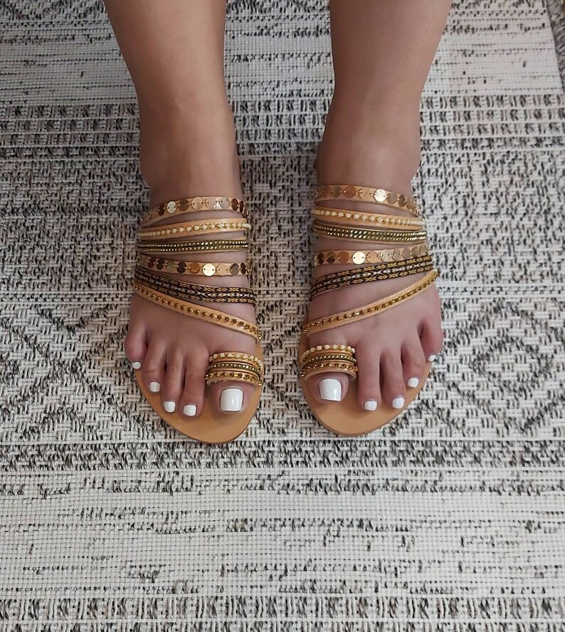 gold boho sandals