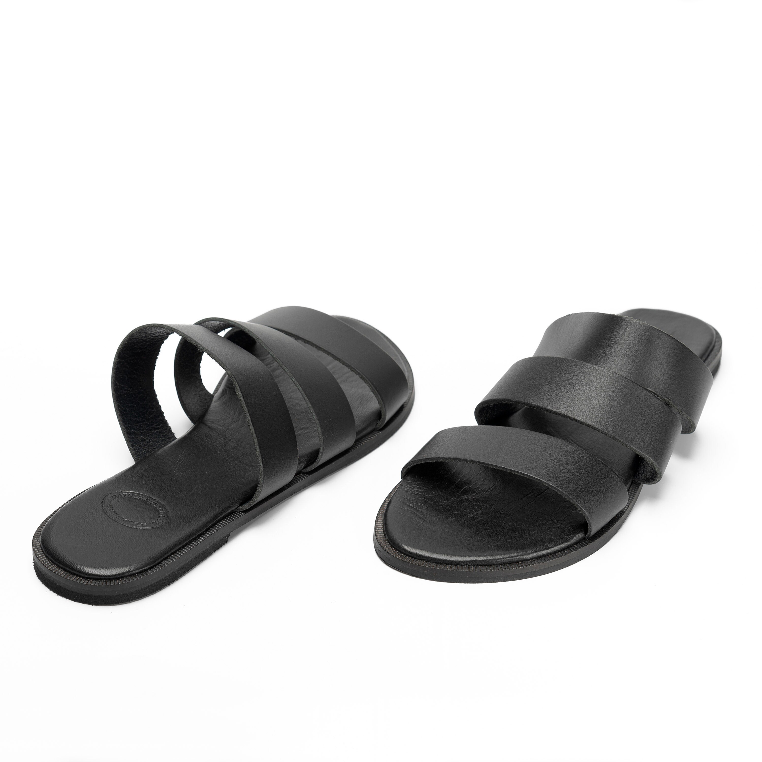 Plain Slides Black Leather Sandals Women Ancient Greek - Etsy