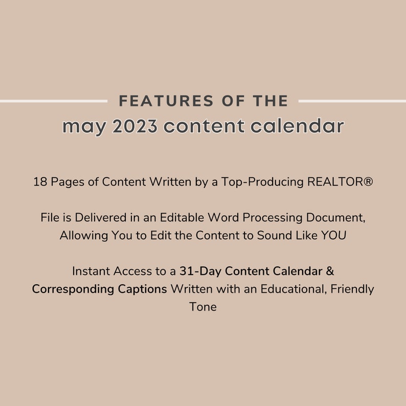 May 2023 Prewritten Social Media Calendar & Captions for Etsy