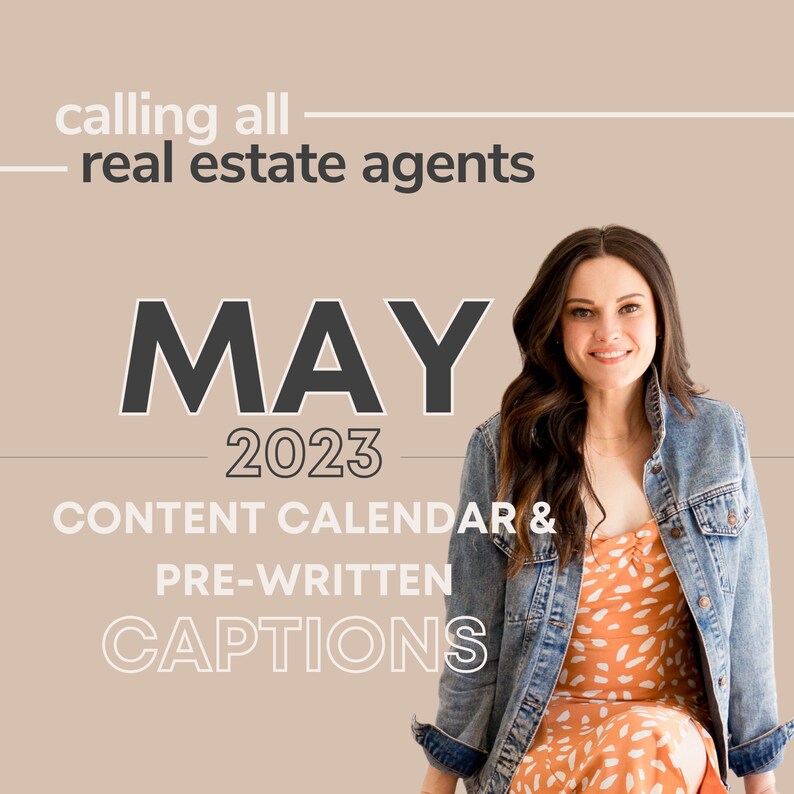 May 2023 Prewritten Social Media Calendar & Captions for Etsy