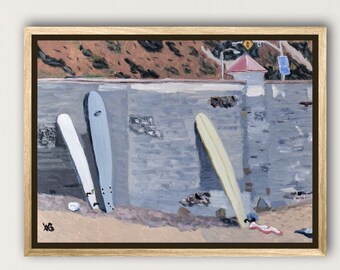 Surfboards on the Wall, Original Oil Painting, Wall Decor, Home Gallery