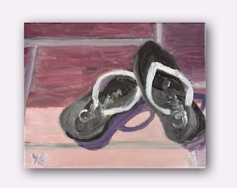 Summer Flip Flops, Original Oil Painting, Wall Art, Home Gallery