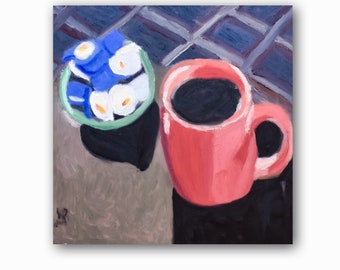 Coffee and Cream Original Oil Painting, Original Art, Wall Art, Home Gallery