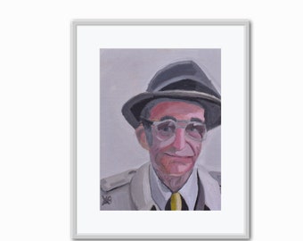 William S Burroughs Original Oil Painting, Portrait Painting, Wall Art, Home Gallery