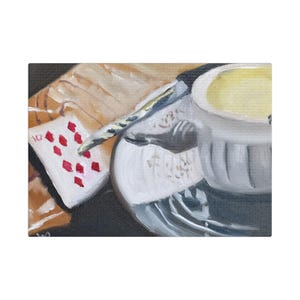Canvasprint, stillevenolieverfschilderij, de glanzende getuige, mysterieuze en intrigerende muurkunst, wanddecoratie