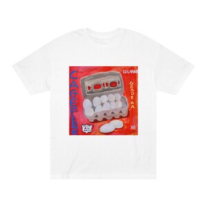T-Shirt, Abstract Realism Carton of Eggs Red Background, Unisex Tee, Graphic Tee, Egg Lover Shirt, Gift for Artist, Foodie Shirt