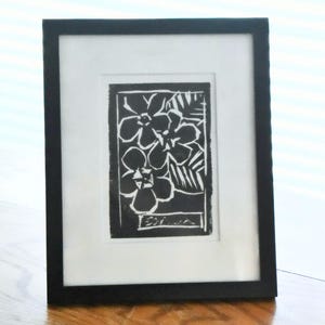 Primrose Linocut Print: Handmade Black & White Floral Art