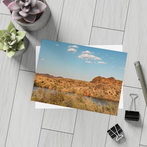 Pacchetti di cartoline (buste incluse) - Stampe fotografiche del paesaggio del lago Havasu, Arizona, immagine panoramica del cielo arancione, set di cancelleria per viaggiatori,